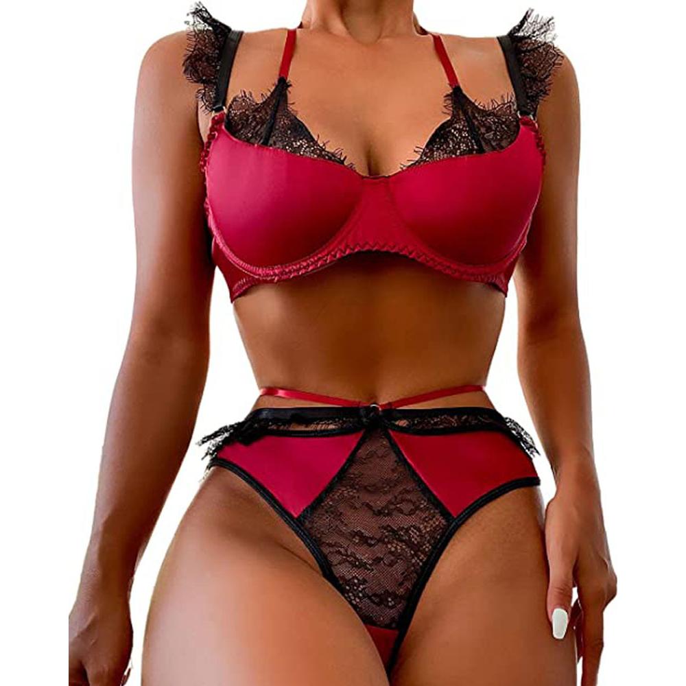 Lace Bra Set With Eyelash For Look Bras & Bra Sets