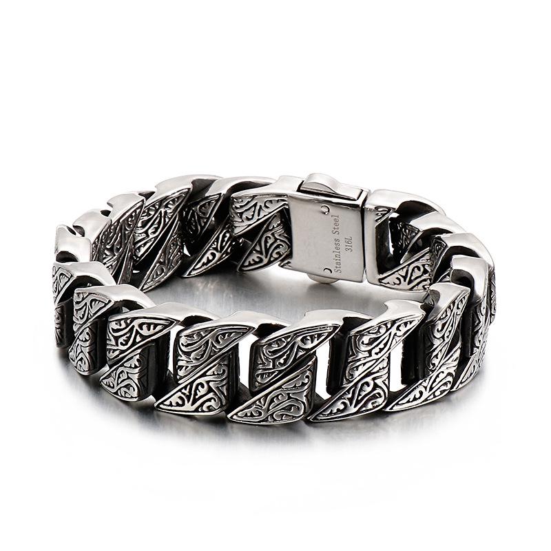 316L Titanium Steel Vintage Snap Button Bracelet - Punk Rock Hip Hop Style for Men