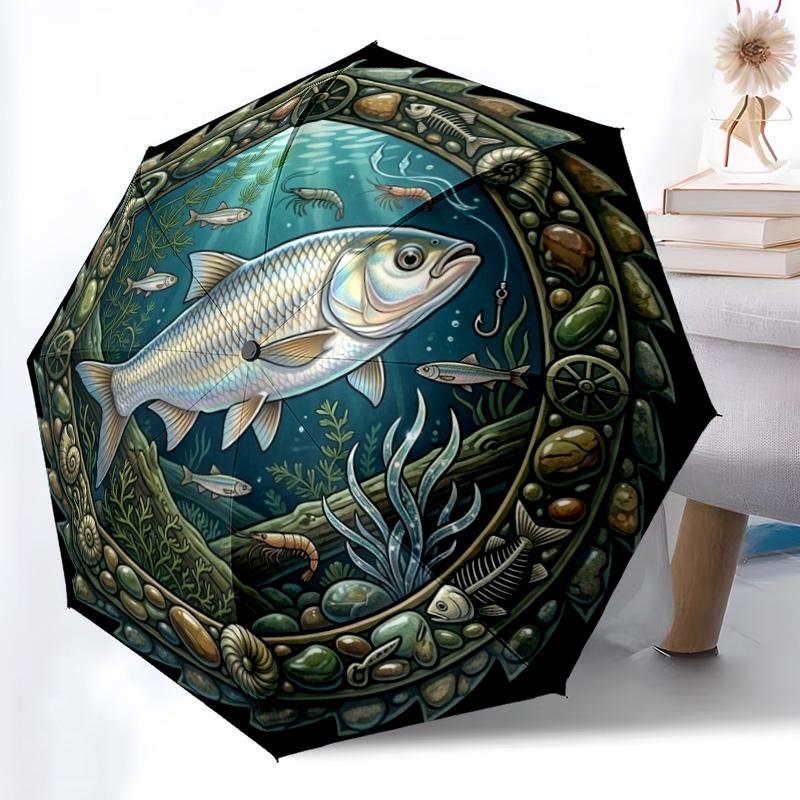 Underwater Scene pattern umbrella, portable and foldable design, 8 ribs, a casual accessory for Halloween, Christmas, and birthday gifts.