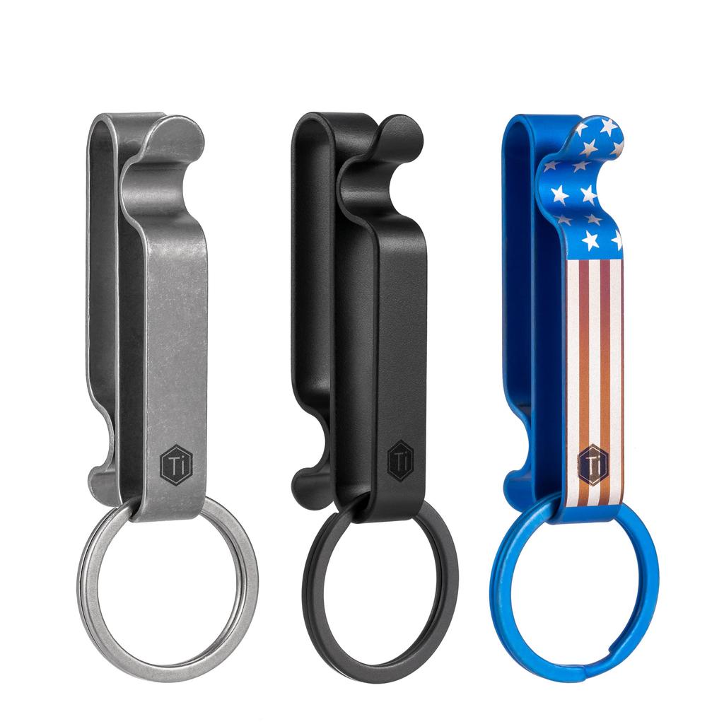 KM00 Keychain Belt Keychain with Key Ring Belt Band Clip S Type On Both Sides Titanium Key Simple Lightweight Waterproof Corrosion Resistant Titanium