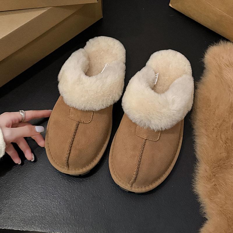 Осень и зима 2025 года Хэнань Санпо звезда тапочки из овечьей шерсти с мехом