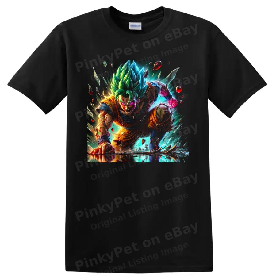 Vegito Blue T Shirt Super Saiyan Anime Fighter w/ Energy Burst Graphic Tee Art