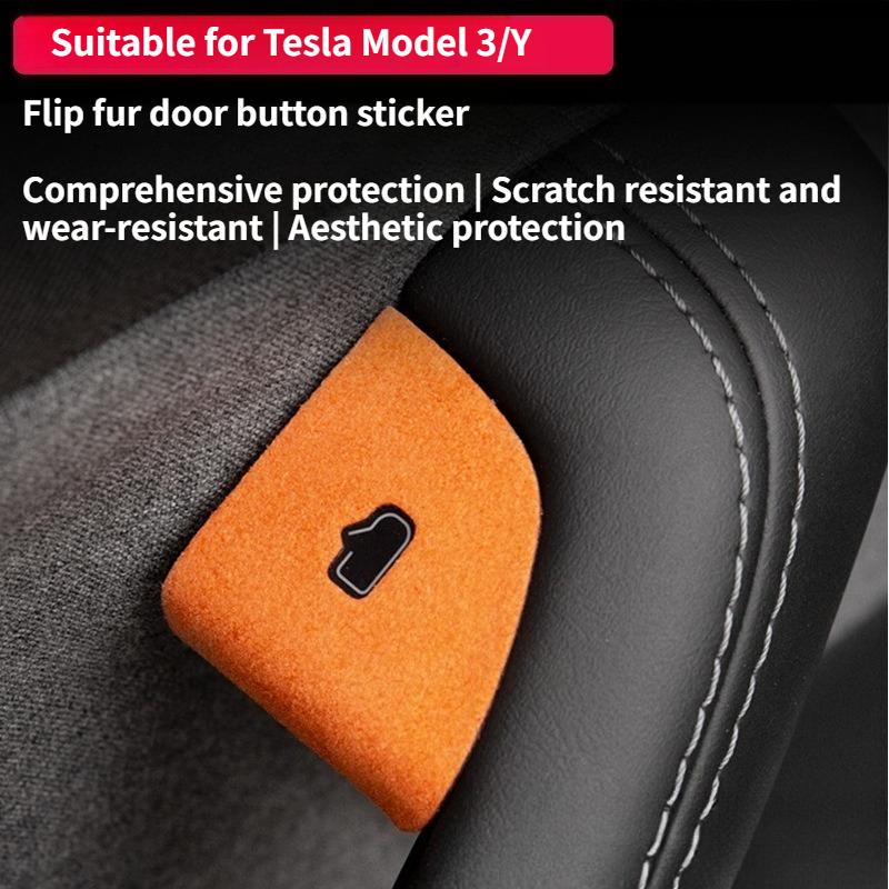 For Tesla Model 3 Y 2017-2025 New Model 3 Y Juniper Suede Door Switch Lock Button Trim Decor Car Sticker Interior Accessories