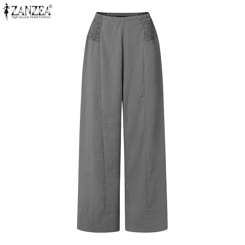 ZANZEA Женские летние свободные прямые плиссированные брюки