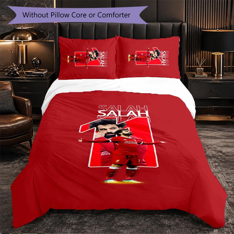 Mohamed Salah 3 Piece Bedding Set Soft Duvet Cover Set with Pillowcases Printed Bedroom Decor Set for Home