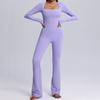 European and American Kardashian Style Yoga Bodysuit Long Sleeves One-Piece Yoga Clothes with Chest Pad Horn Tight One-Piece