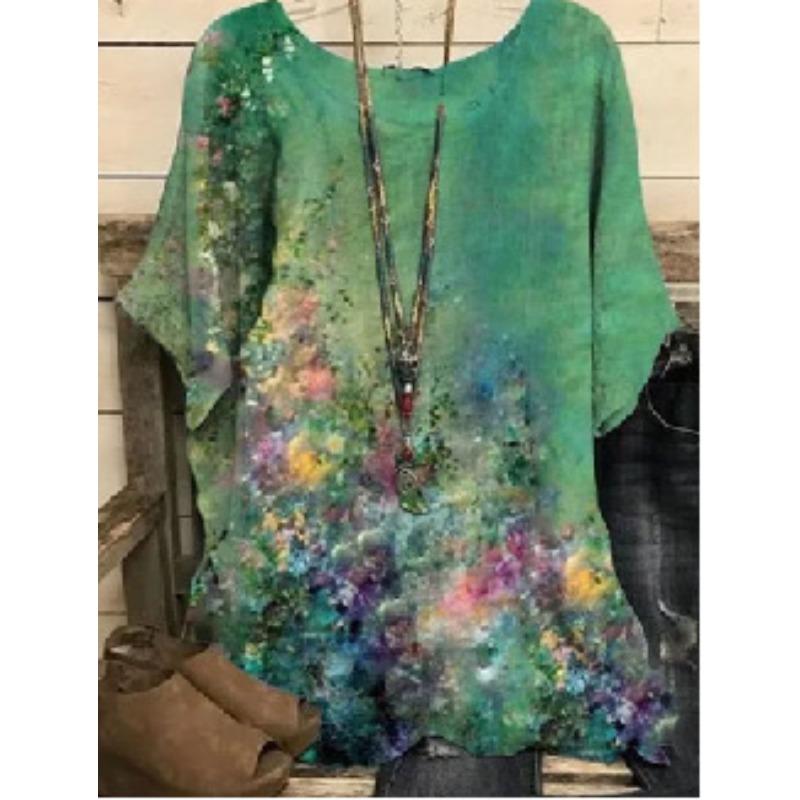 Летний топ с круглым вырезом и принтом в виде 3D-рисунка тушью, модные и повседневные женские футболки больших размеров с короткими рукавами