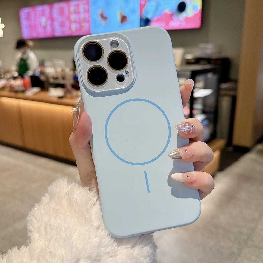 Жидкий силикон для Magsafe Защитный чехол для стеклянных линз для iPhone 17 16 14 13 11 12 15 Pro Max Plus Магнитная беспроводная зарядка Чехол