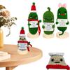 Cute Crochet Christmas Pickle Doll with Positive Message Card Emotional Support Plush Gift for All Ages