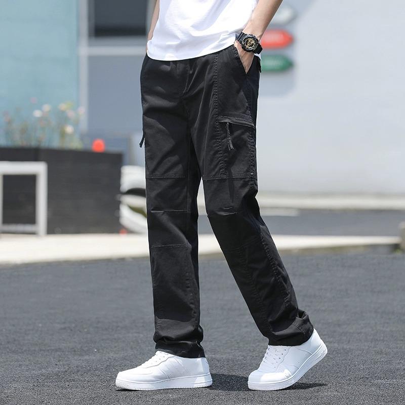 Мужские повседневные рабочие брюки прямого кроя — большой размер, свободный крой, множество карманов, универсальный спортивный стиль