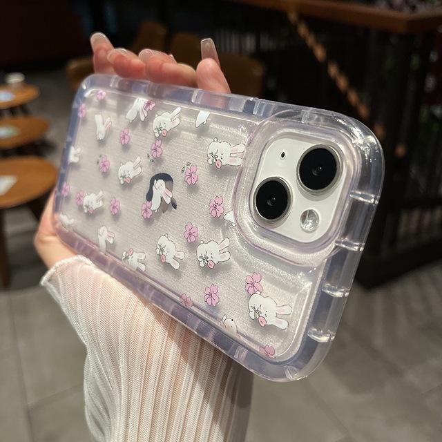 Ins Прозрачный чехол для телефона с милым мультяшным кроликом для Iphone 14 Pro Max 13 12 11 Pro Max 14plus, мягкий противоударный прозрачный чехол