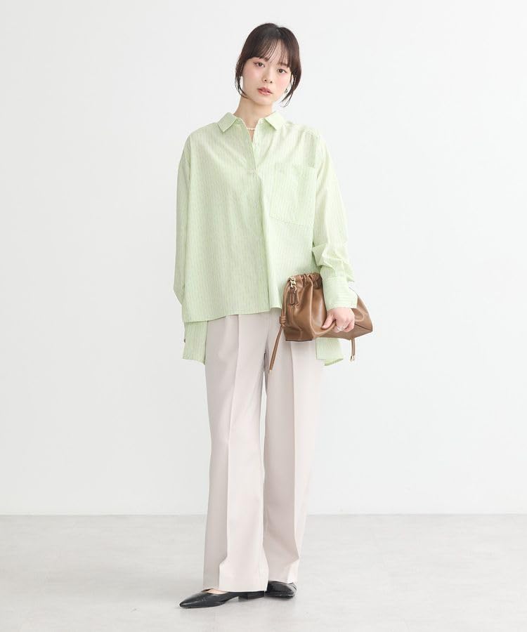 Повседневная полосатая рубашка Earth Music Ecology с боковыми разрезами для желтого цвета и для женщин,