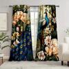 2 шт. HD цифровая печать шторы домашний декор стиль гостиная спальня карнизные шторы национальные цветы синий павлин принт
