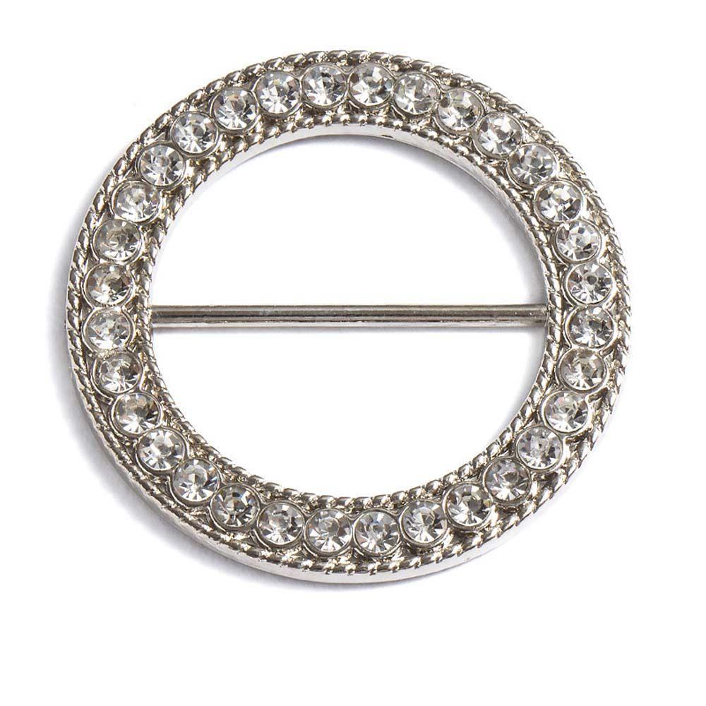 Geometric Women Gift Three-ring Square Crystal Round Scarf Ring Scarf Buckle Shawl Clip Brooch