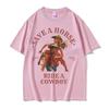 Save A Horse Ride A Cowboy Принт Футболка Унисекс Женская Харадзюку Мода Винтажная Футболки с Круглым Вырезом Повседневная 100% Хлопок Оверсайз Футболка
