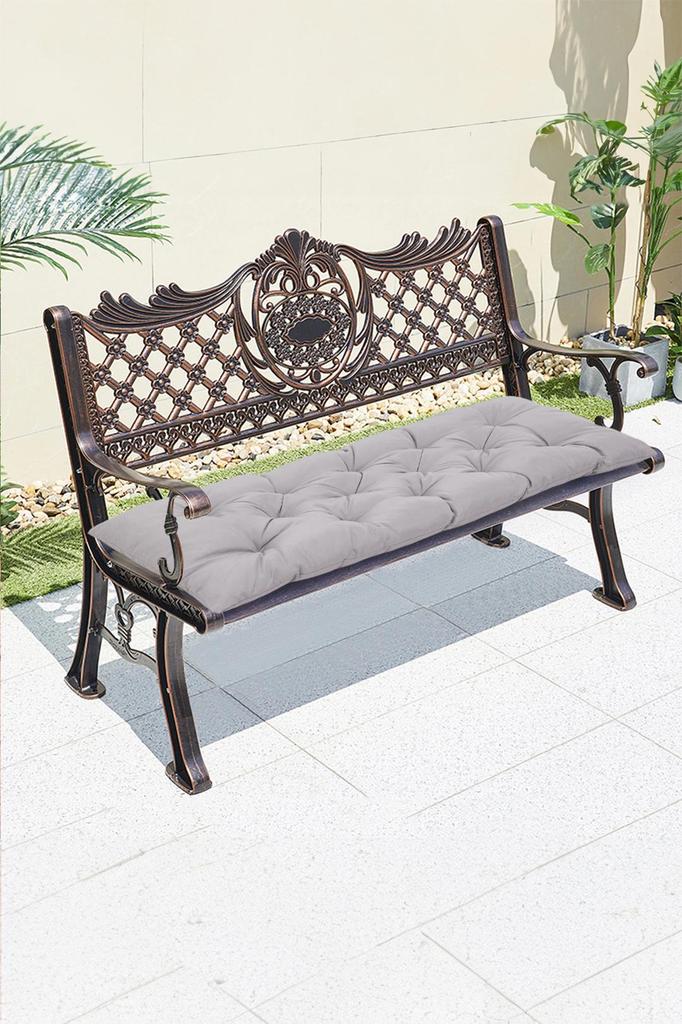 Water‑Resistant Outdoor Bench Cushion for Wooden Chair, Light Gray 120×50×8CM, Polyester + PP Cotton