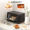 Mini Oven, 9L Countertop Electric Grill, Toaster Oven with Adjustable Temperature, Timer, Dishwasher Safe Baking Tray and Wire Rack, 750W, Black