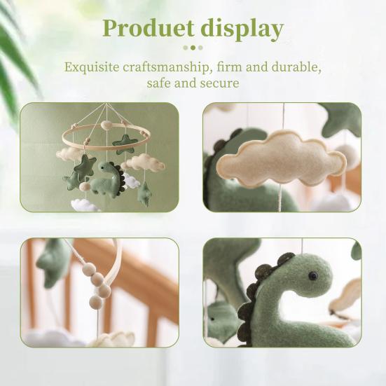 Детский мобиль на кроватку Динозавр Облако Звезды Декор для детской комнаты Ручная работа Фетр Подвесной колокольчик для новорожденных Мальчиков Девочек