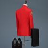 Men Stylish Embroidery Black Red White Blue Gold Floral Pattern 2 Sets Suits Stage Singer Wedding Groom Jacket Pants 2 Pieces