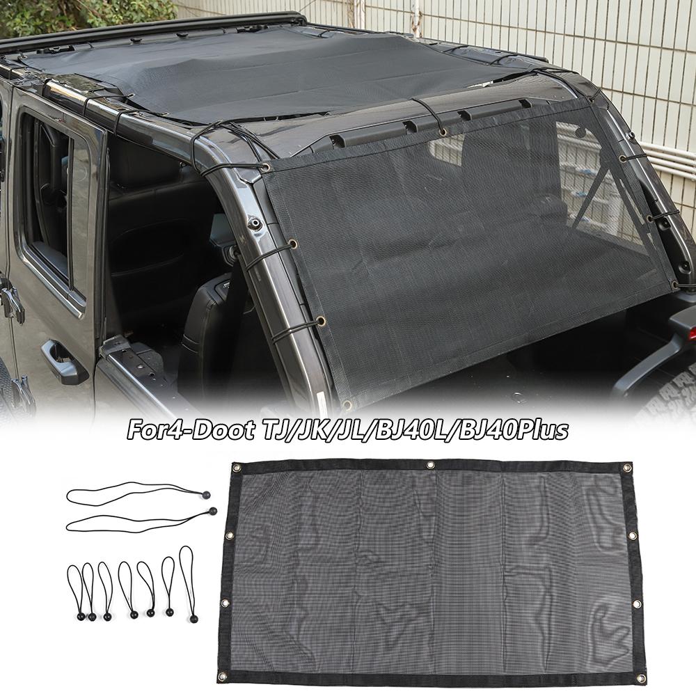 Car Trunk Sunshade Mesh Sunscreen Cover for Jeep Wrangler TJ/JK/JL 4-Door Version, BJ40L/BJ40 Plus Exterior Accessories, UV Protection