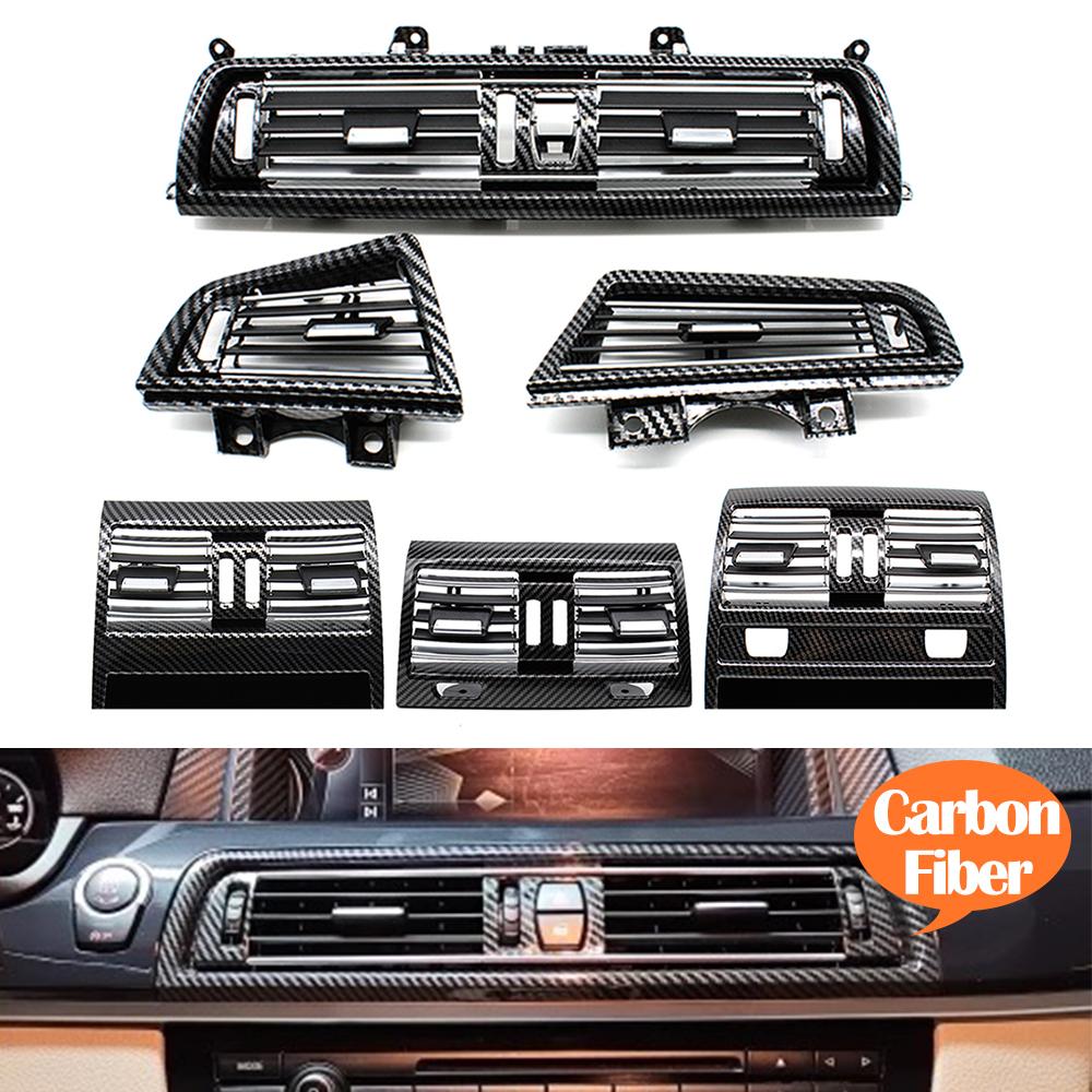 Carbon Fiber Front Left Right Rear Air Conditioner AC Vent Grille Cover For BMW 5 Series F10 F11 F18 520i 523i 525i 528i 535i