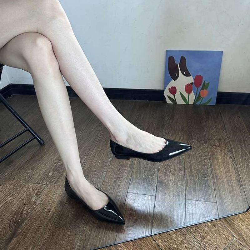 Осень новые простые остроносые нюдовые балетки женские мягкие на плоской подошве с вырезом лодочкой универсальные для работы одинарные туфли женские