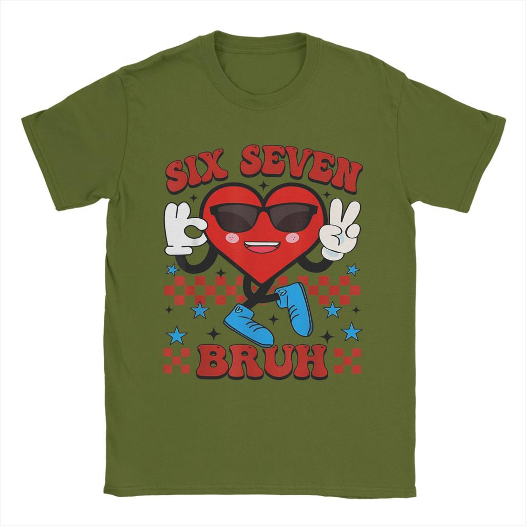 Vintage Six Seven Bruh 67 Meme Valentines Day TShirt for Men Crew Neck 100 Cotton T Shirt  Short Sleeve Tees New Arrival Tops