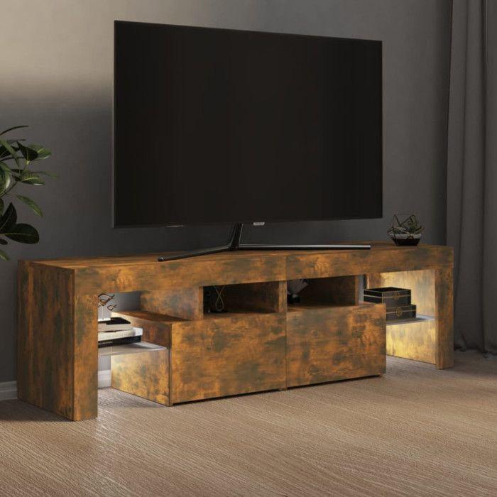 VidaXL TV Cabinet with LED Lights Smoked Oak 140x36.5x40 Cm, Tv Stand, Media Cabinet, Hifi Cabinet, Tv Unit, Unit 822641