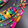 Ожерелье с подвесками, разноцветные бусины, модный предмет, модное многоцветное ожерелье из деревянных бусин, аксессуары для вечеринок