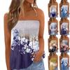2024 Tube Tops For Women,Cute Sexy Off Shoulder Floral Print Sleeveless T-Shirt