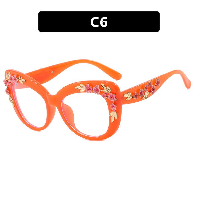 Flower Sunglasses Women Cat Eye Glasses Frame Anti Blue Light Blocking Computer Eyeglasses Ladies Vintage Spectacles Frames