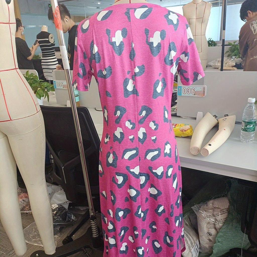 GMXIA Женская мода лето весна цветочный принт с коротким рукавом U-образным вырезом с высокой талией повседневные платья