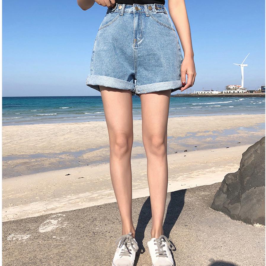 Летние женские джинсовые шорты, классические винтажные повседневные джинсы с высокой талией, женские шорты, брюки
