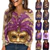 Women's Fashionable Loose Long Sleeved Carnival Printed Casual Top