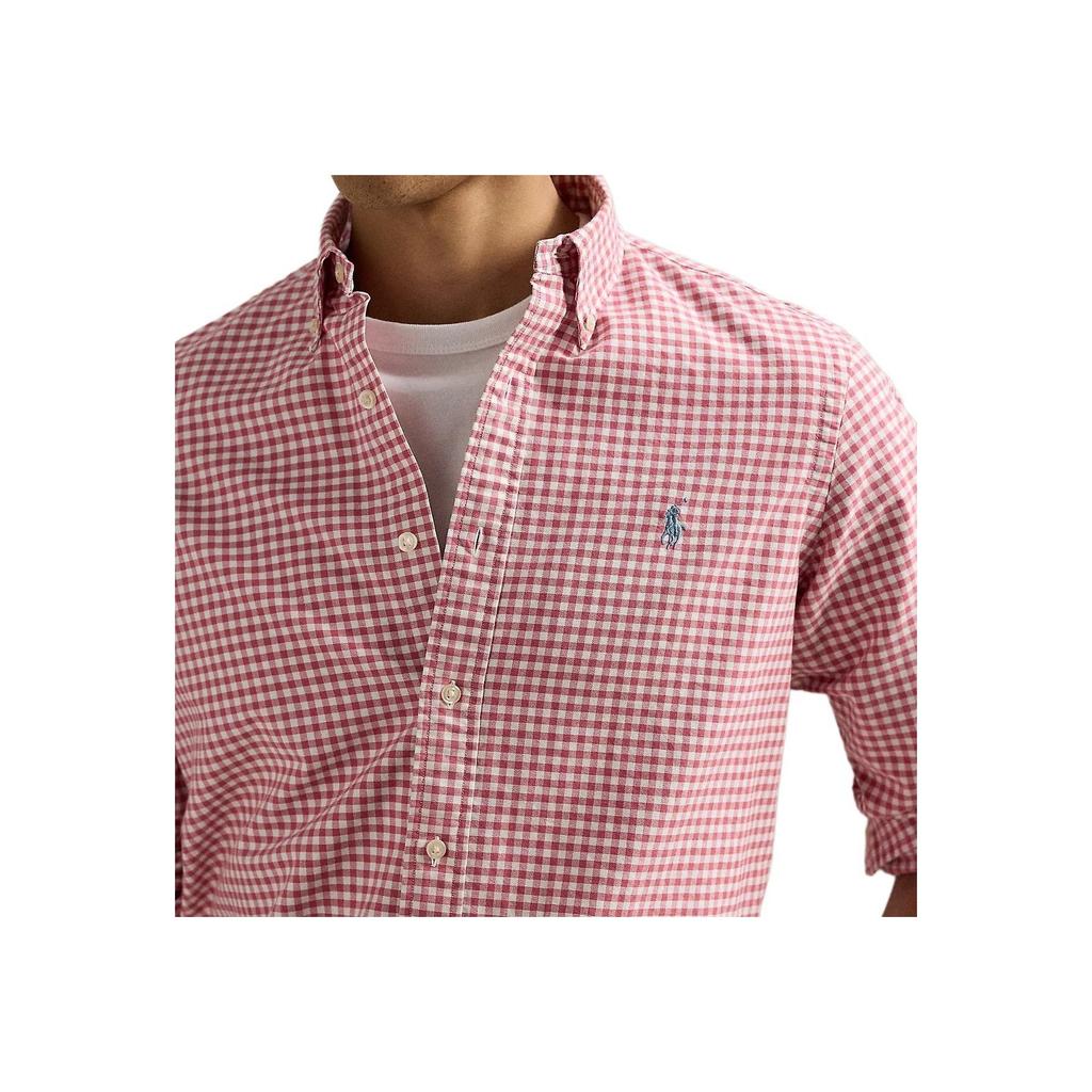 Polo Ralph Lauren FW25 Хлопковая рубашка с вышивкой в клетку на пуговицах с длинным рукавом Мужские рубашки 710973081-004