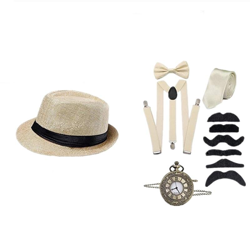 Gatsby 1920s Men's Top Hat, Pocket Watch & Bow Tie Set