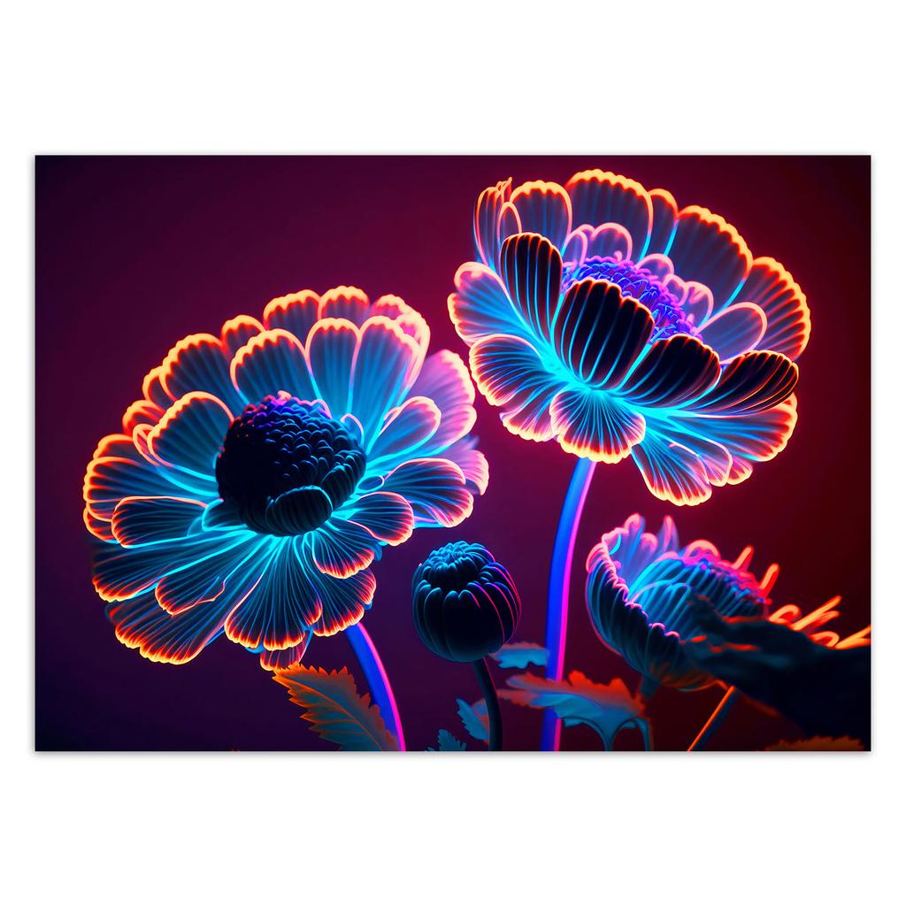 Обои Неоновые цветочные бутоны