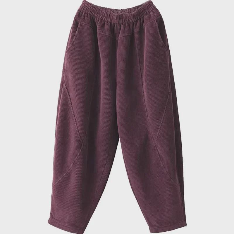 Женские фиолетовые модные брюки-шаровары больших размеров из бархата 2025 года