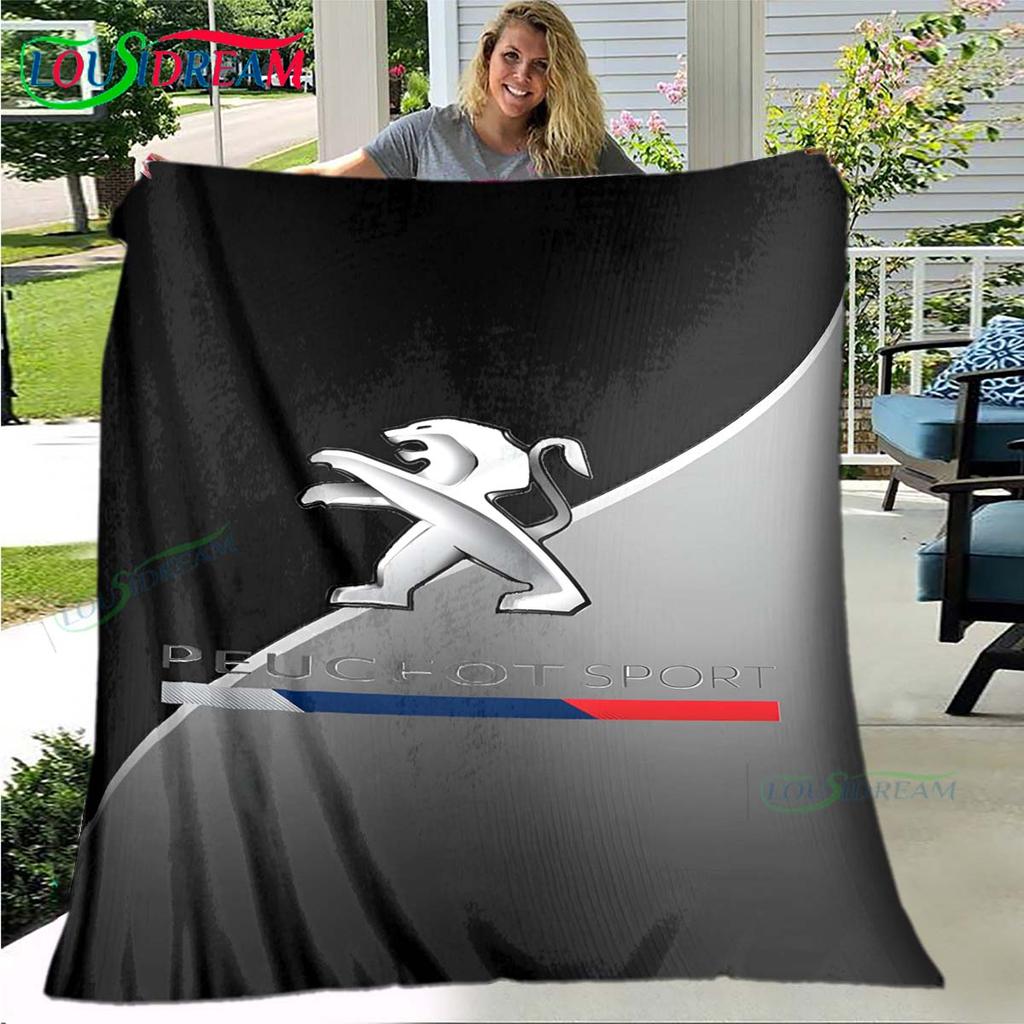 Fashion Car P-Peugeot Logo Blanket Flannel Throw Blanket For Home Bedroom Bed Sofa Picnic Office Hiking Leisure Nap Gift