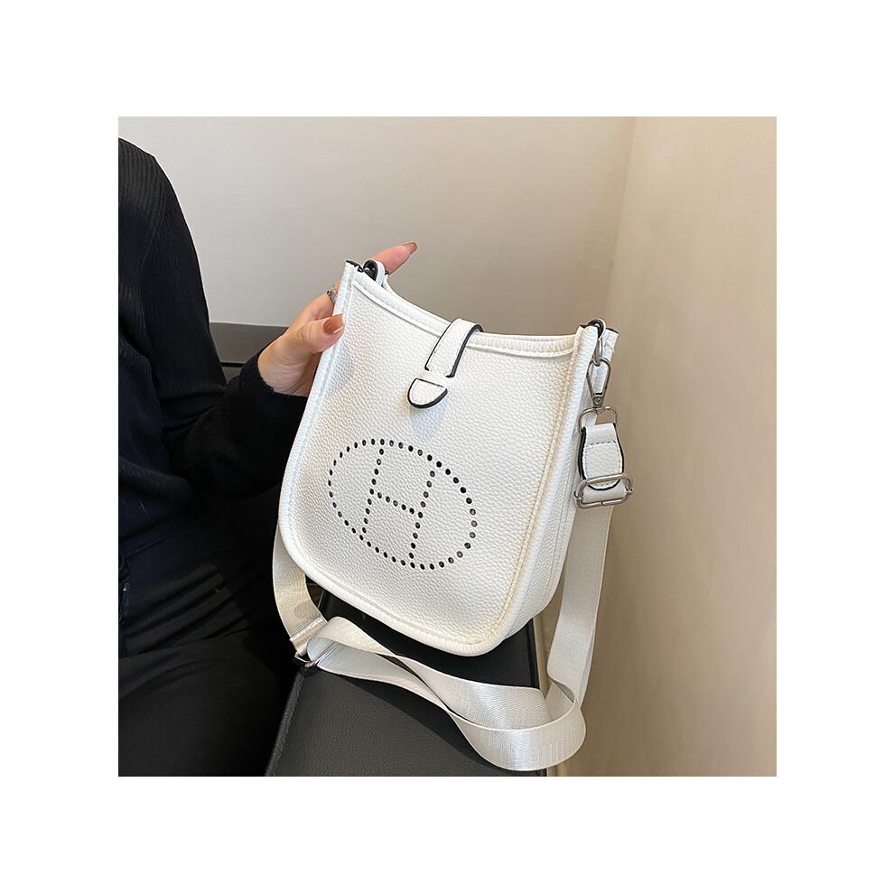 (White) Solid color letter small square bag off-road bag
