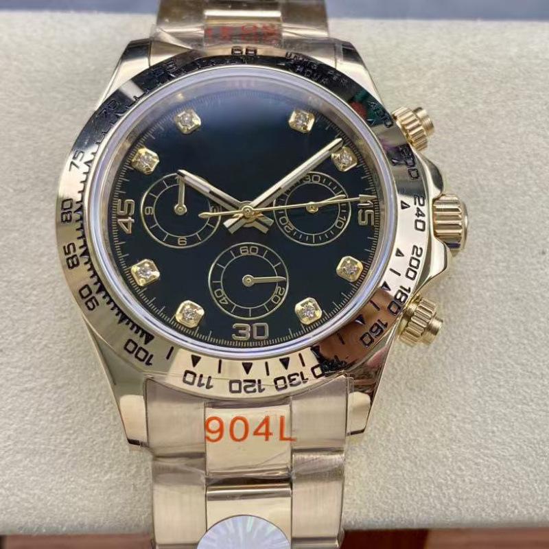 Мужские автоматические механические часы Rolex Daytona 40 мм, многофункциональные, с инкрустацией бриллиантами.