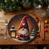 Heat Resistant Table Pad Round Christmas Placemat, 14 Inch Festive Pattern Anti Slip Tabletop Protector, Holiday Kitchen Mat Insulation Place