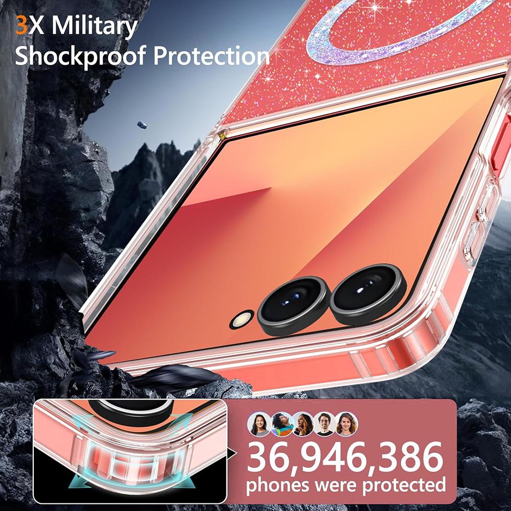 Прозрачный Магнитный Чехол-Крышка со Звездным Блеском для Samsung Galaxy Z Flip 8/7/6/5 Звездное Небо Беспроводная Зарядка