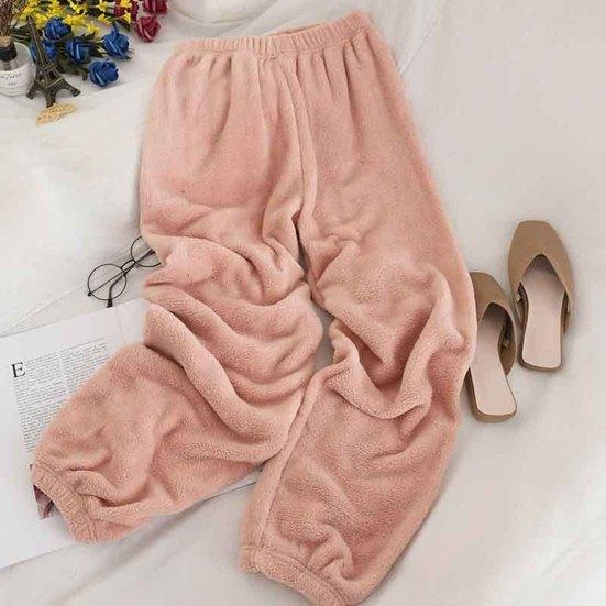Женские зимние брюки, пижамные штаны, домашняя одежда, толстые, мягкие, теплые, плюшевые, кораллового флиса, с эластичной резинкой на талии, свободные, с ремешками на щиколотке, удобные женские повседневные брюки