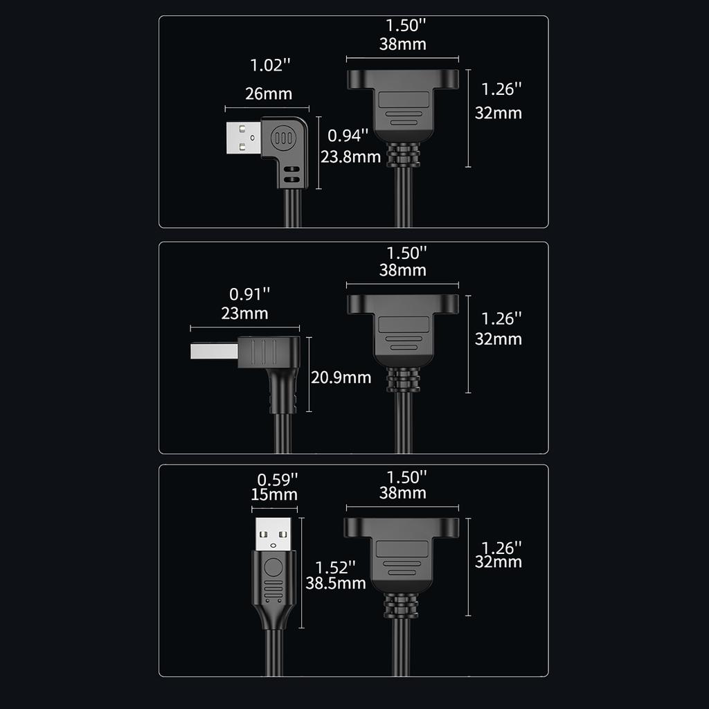 Удлинительный кабель USB USB2.0 Удлинительный шнур «папа-мама» для шасси/шкафов/панелей Удлинитель USB 90 градусов