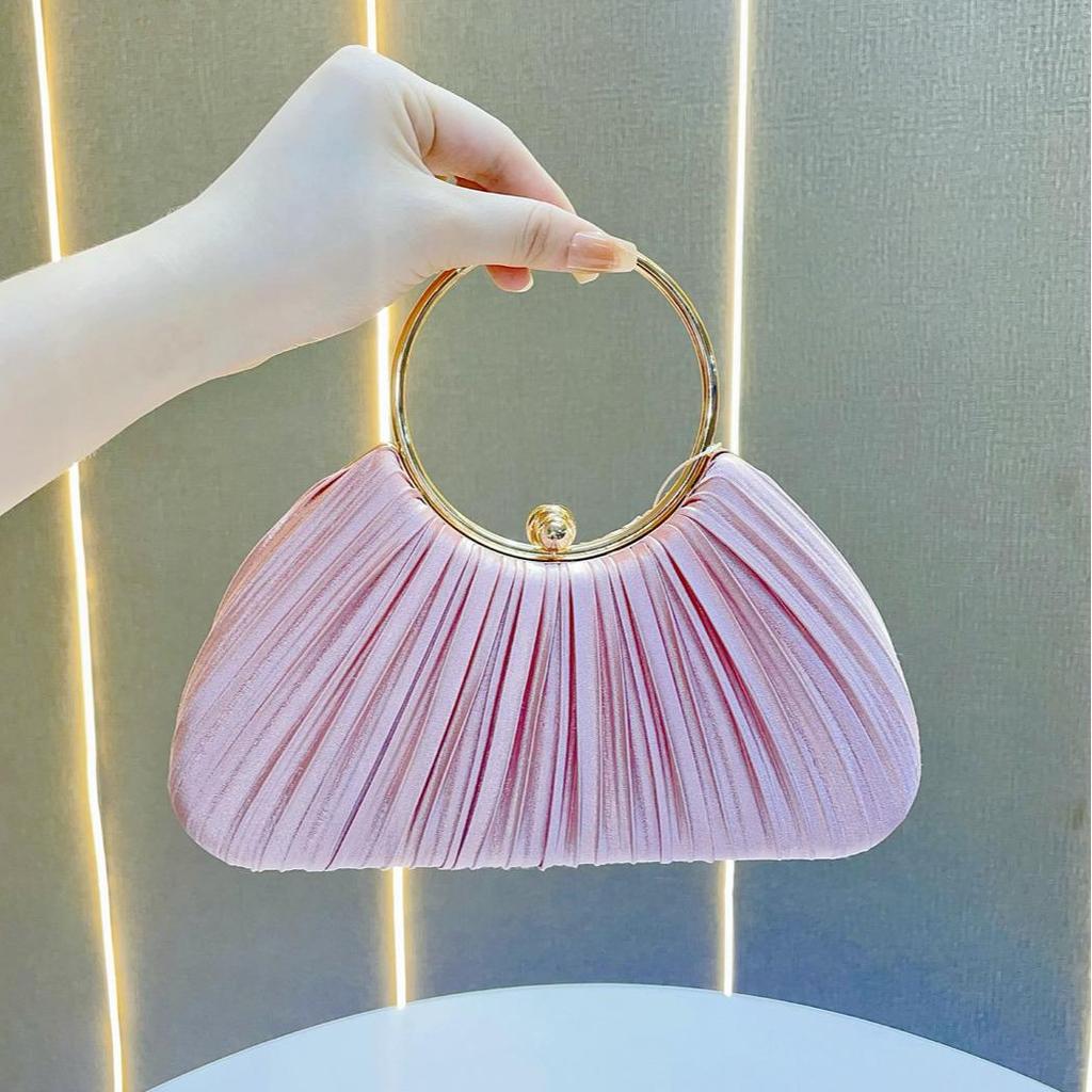 "Pleated Evening Handbag: Small Crossbody for Banquets & KTV"