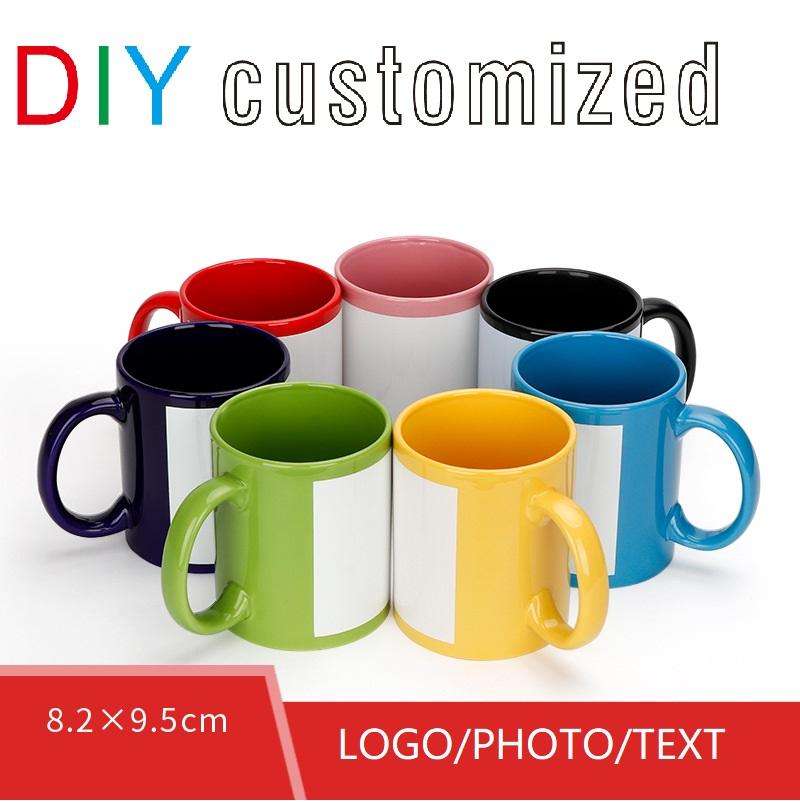 Черная чашка DIY LOGO Керамическая кружка 350 мл Настройте печать вашего фото, рисунка, персонализированный подарок для чая, кофе, молока