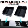 Для Tesla Новый Model Y Juniper Запуск 2026 2025 Model 3 Highland 2024 Консоль Подлокотник Ящик для хранения Органайзер Флок ABS