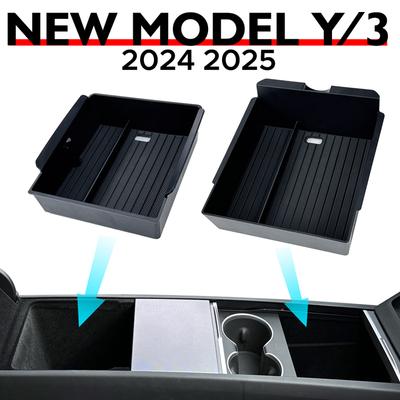 Для Tesla Новый Model Y Juniper Запуск 2026 2025 Model 3 Highland 2024 Консоль Подлокотник Ящик для хранения Органайзер Флок ABS