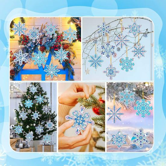 1 Set Snowflake Pendants Diamond Painting Keychain 5D Key Chains Full Drill Making Art Keychains Pendant DIY Rhinestone Accessories